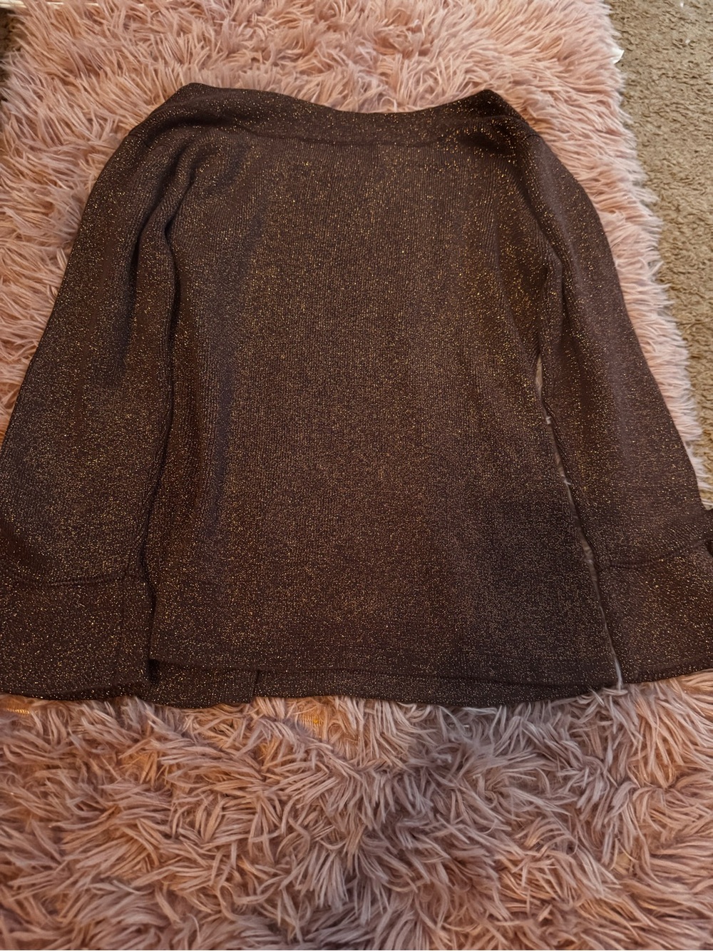 Vintage Joseph A Qu’est-ce Que C’est silk Metallic ball sleeve sweater gold bron - Picture 5 of 5
